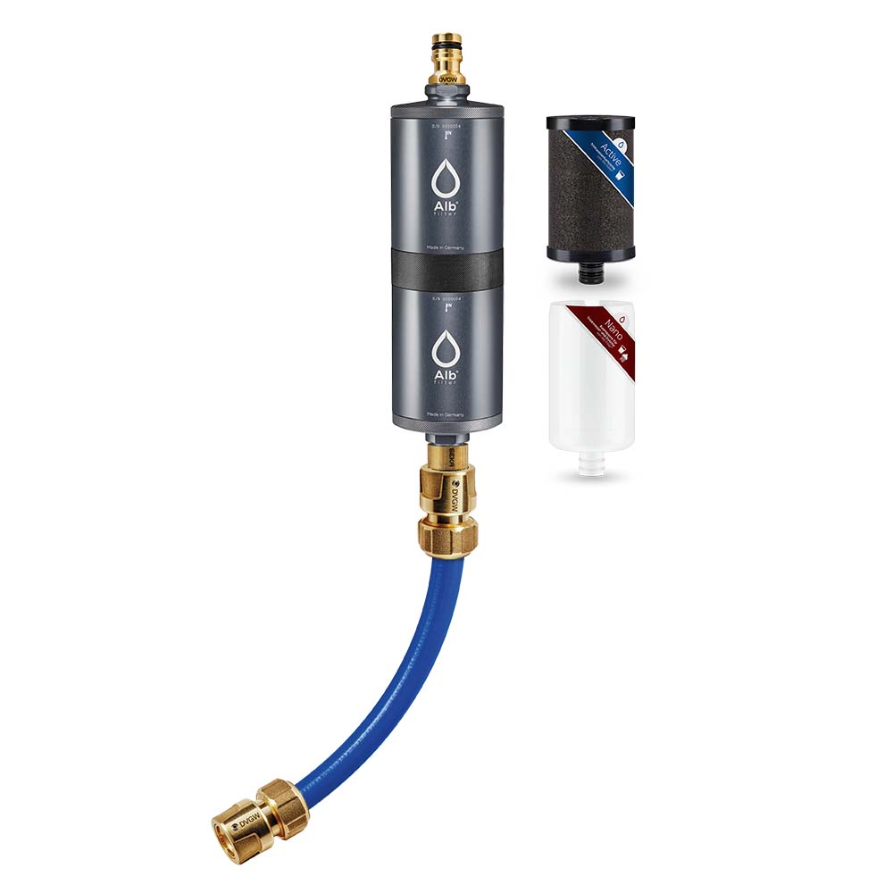 Alb Filter Mobil Fusion Set in der Farbe Titan. Inkl. Anschlussset sowie Active und Nano Kartusche